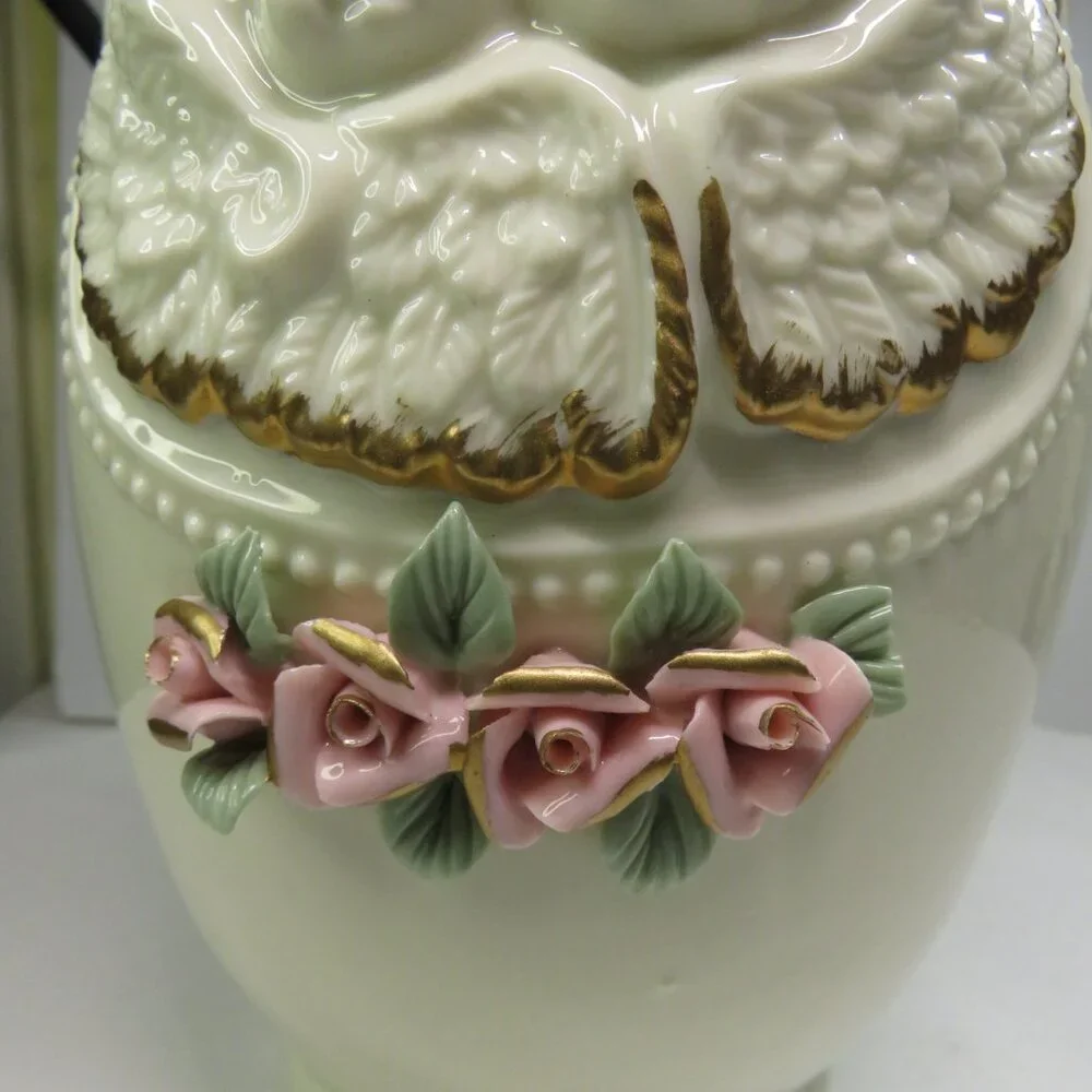 Cottagecore Angel Floral Rose Vase • Heavy Ceramic • 5.5” tall